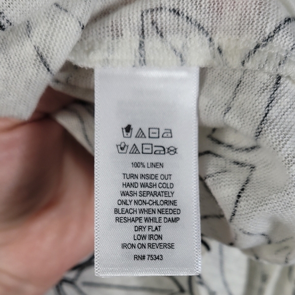 Cynthia Rowley 100% Linen Tunic Top Size 2X 3/4 Sleeve V Neck Leaf Floral Women - Picture 6 of 12